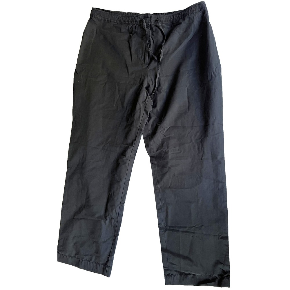 J. Jill Pants Womens 16 Black Pull-On Drawstring Elastic Waist Straight Leg NWT
